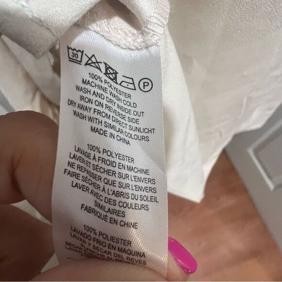 NWOT French Connection Cream Crepe High Neck keyhole Long Sleeve Top size medium - Picture 13 of 13